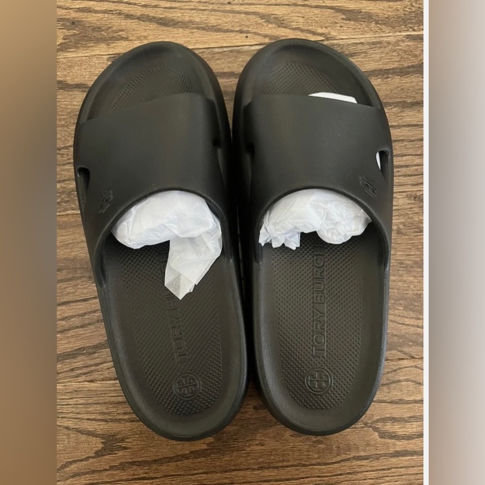 TORY BURCH Women Shower Slide Sandals Black US 8 NIB